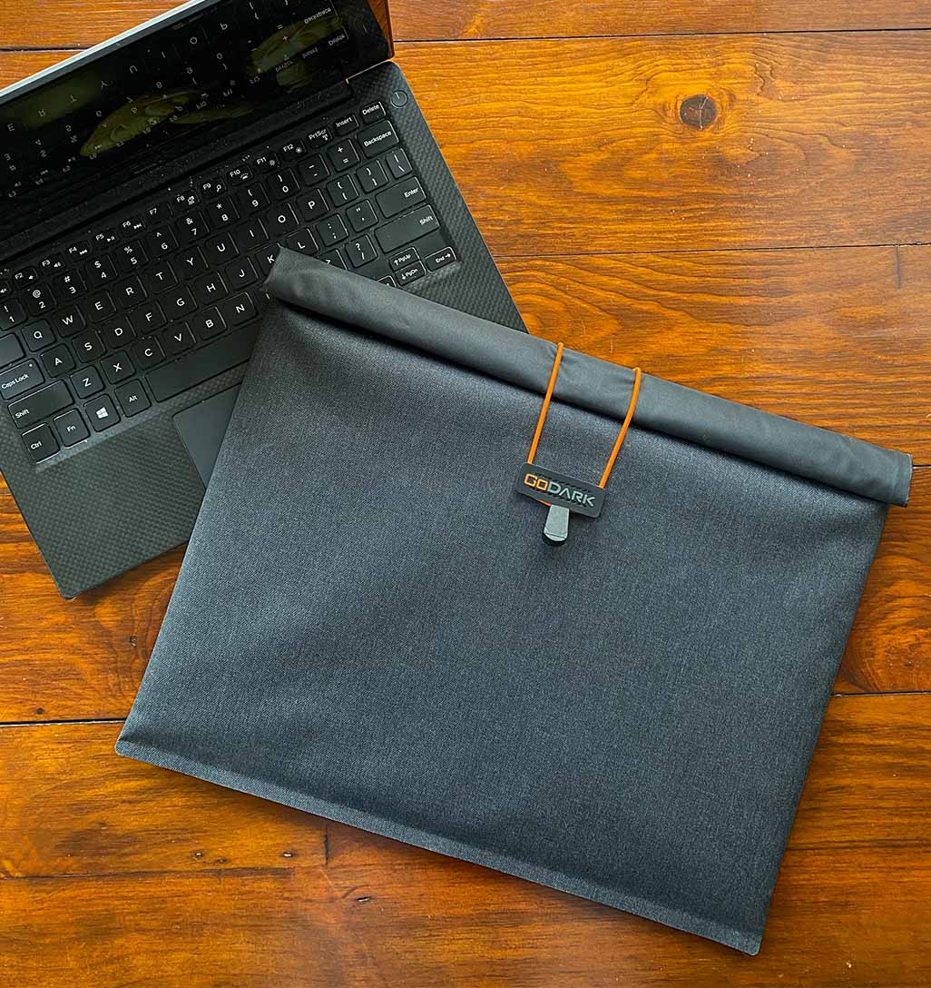 GoDark Faraday Sleeve for Laptops with a computer