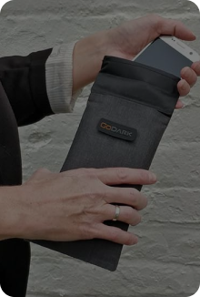 GoDark phone bag with cell phone