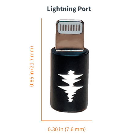 Mic-Lock: Lightning Port - 0.85 x 0.30 in (21.7 x 7.6 mm)