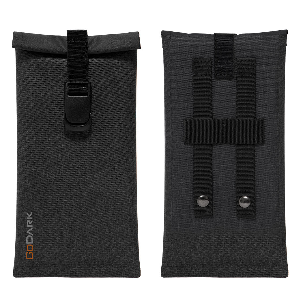 GoDark Faraday Satellite Phone with magnetic buckle - Front and Back