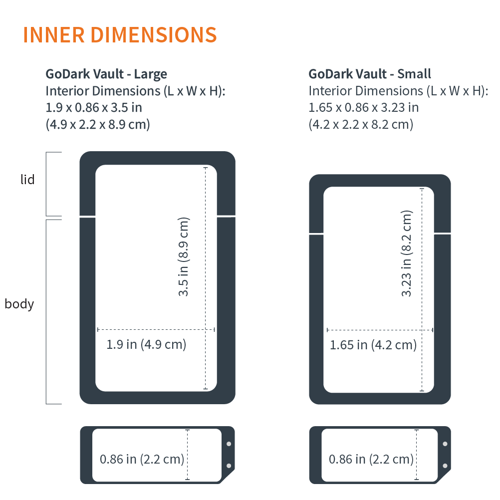 inner dimensions of the GoDark Vaults