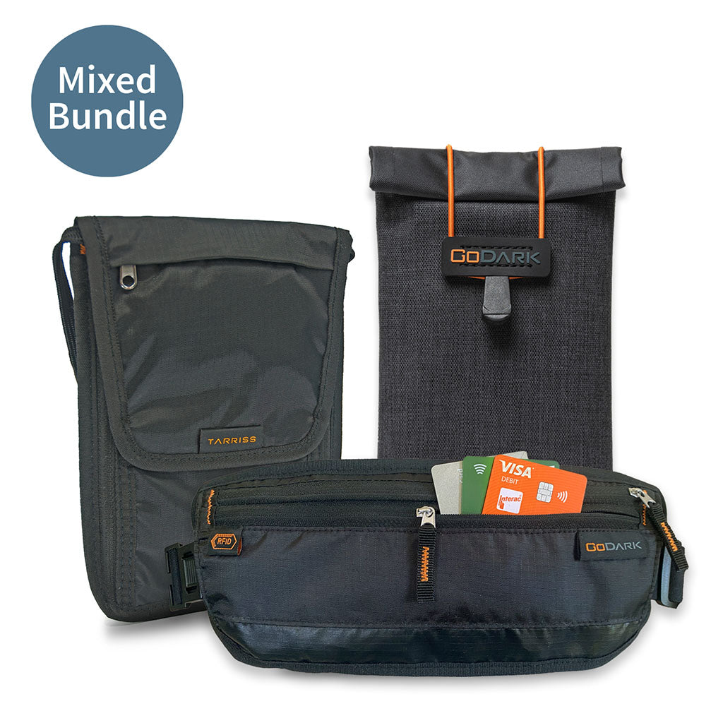 1 Faraday Bags and 2 RFID bags