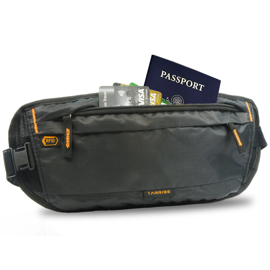 2 Travel Bum Bag Waist Money Belt Passport Wallet Zipper Security Pouch  Discreet 