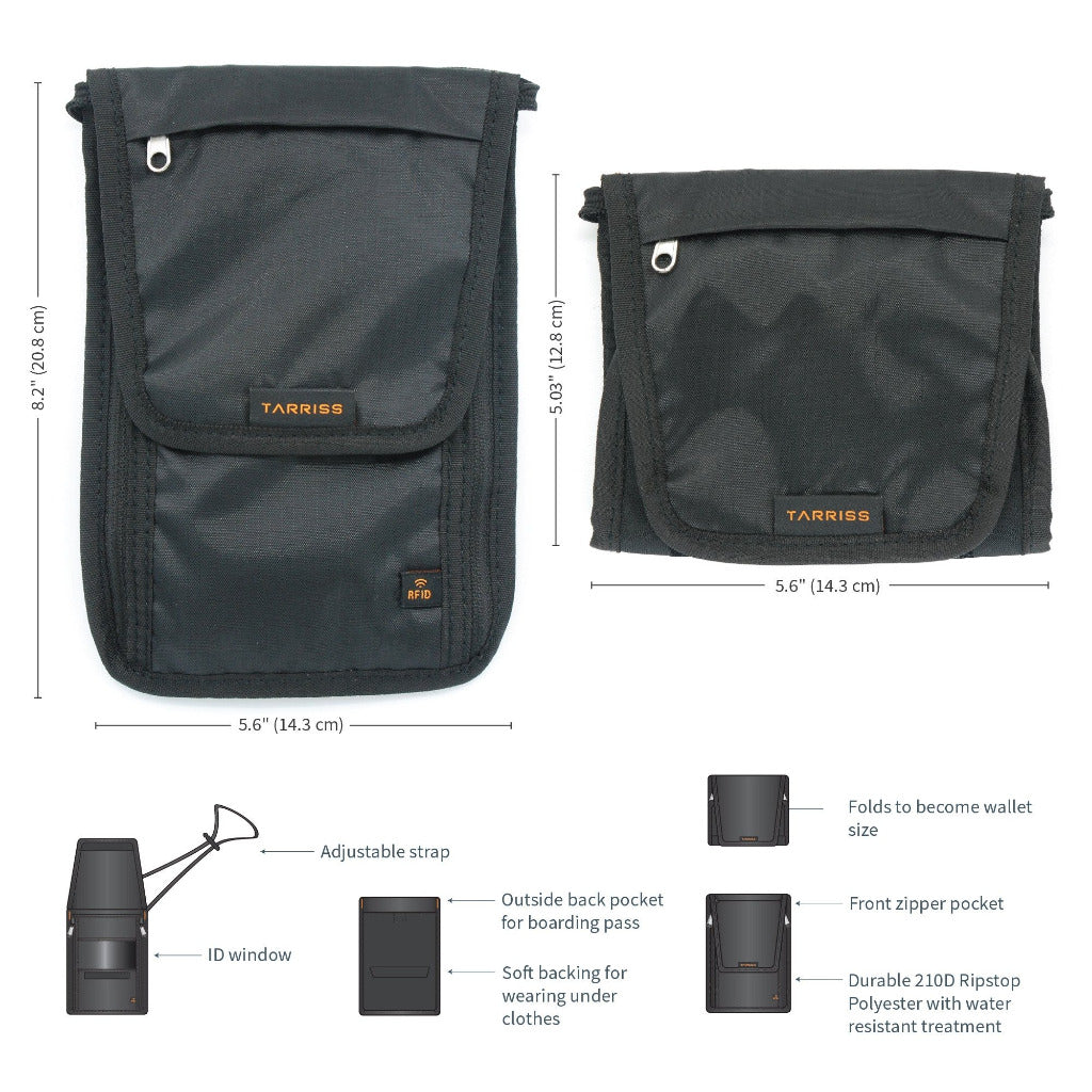 Tarriss RFID Neck Wallet features