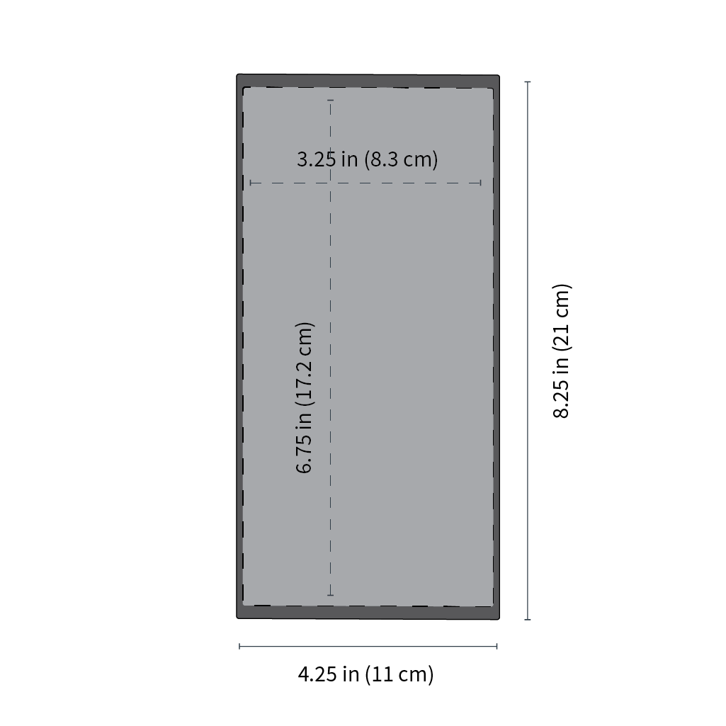 GoDark Faraday Phone Bag Dimensions: 3.2 in (8.3 cm) x 6.75 in (17.2 cm)