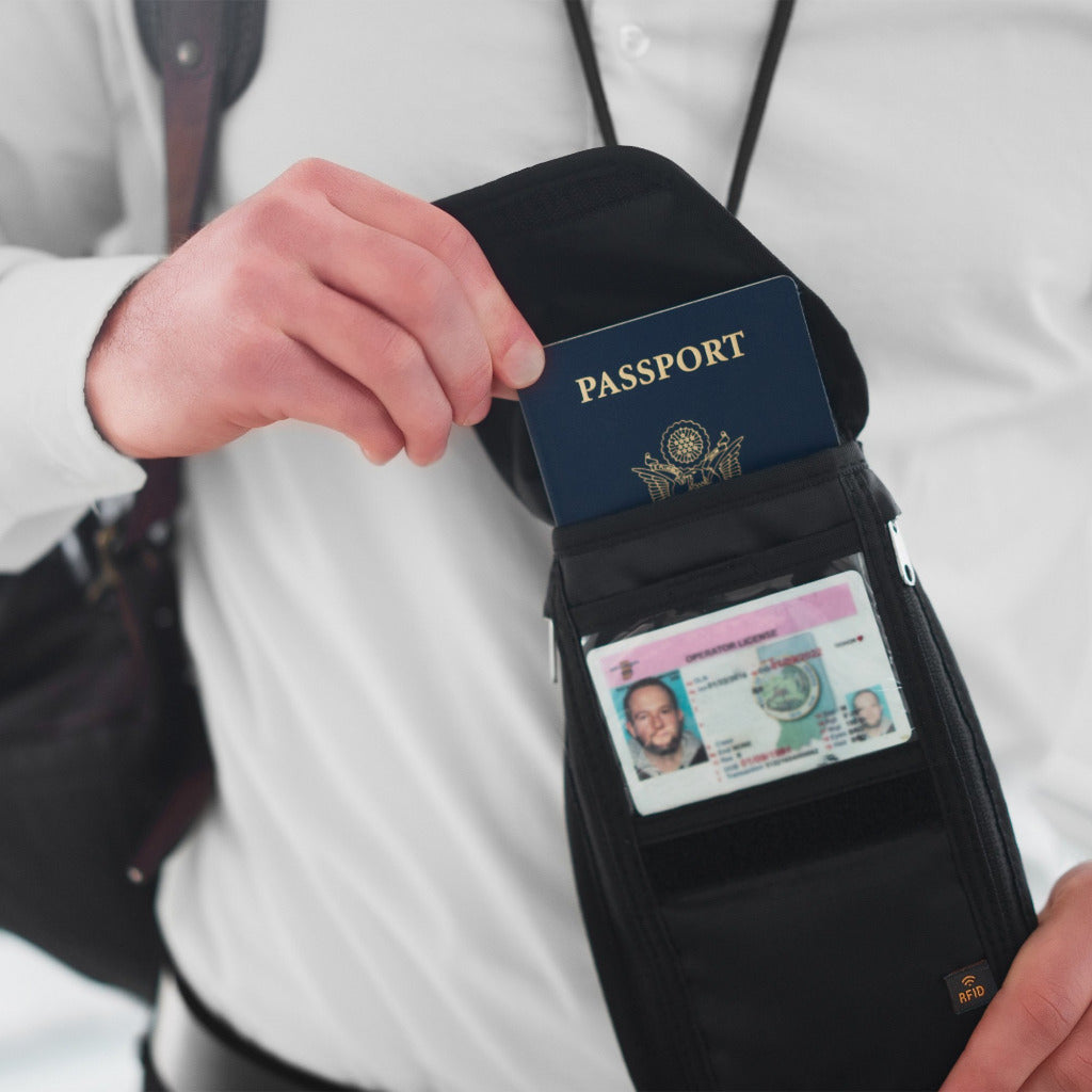 3-IN-1 RFID-Blocking Neck Stash Anti-Theft Hidden Wallet Travel Waist  Passport